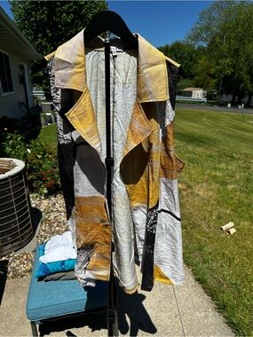 Adore Abstract Art To Wear Lagenlook Open Front Duster Vest Size XL